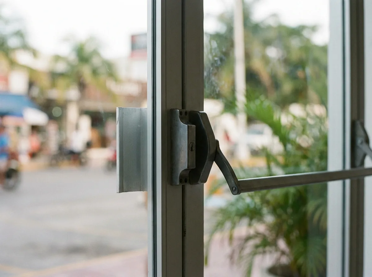 Locks for businesses in Cancun: commercial door with a security lock